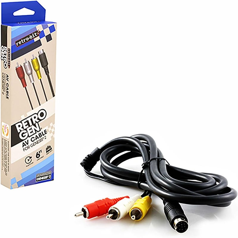 Retro-Bit GEN-2340 Audio Visual Cable for Sega Genesis 2 - 6 Feet Length